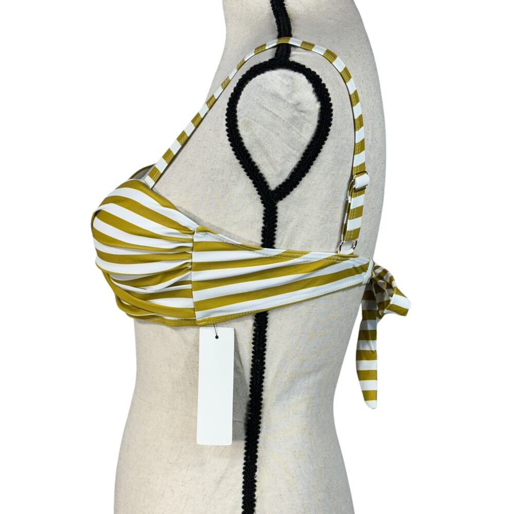 Retro Stage Small Bikini Swim Top Striped Molded Cups Adjustable Straps Tie Back - Picture 6 of 8